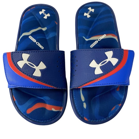 Bundle Of 2 Under Armour Boys Blue Slide Sandals Size 2Y/3Y - Picture 10 of 14